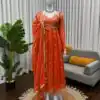 Orange Fendy Silk Lace Work Salwar Suit