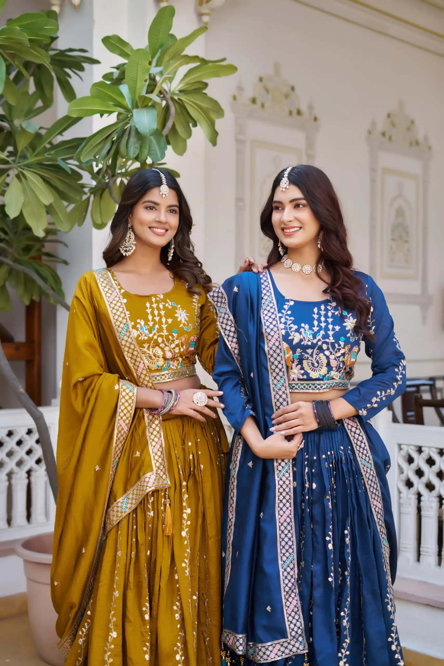 Navy Blue Vichitra Embroidery Work Lehenga Choli - Image 7