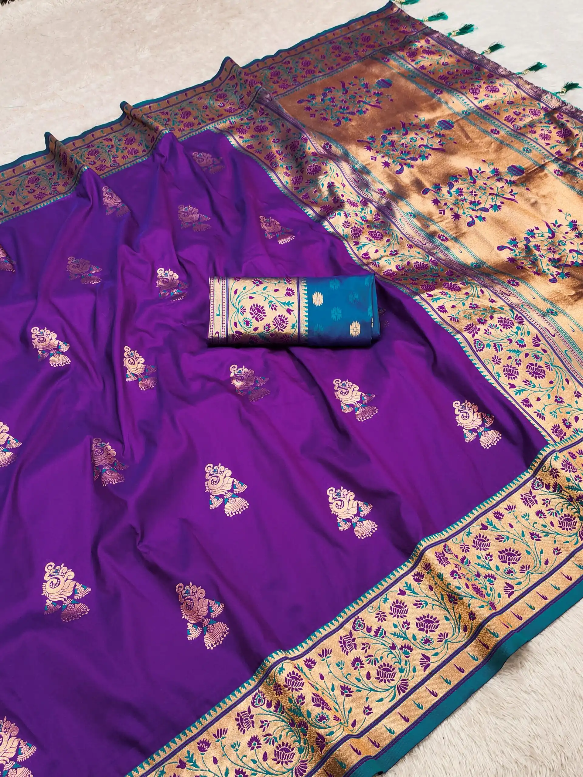 Purple Pethani Silk Zari Lace Weaving Work Saree