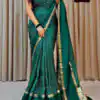 Green Dola Silk Lace Border Sequins Work Saree