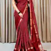 Red Dola Silk Lace Border Sequins Work Saree