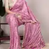 Pink Taser Silk With Printed Work Saree