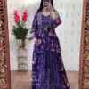 Purple Chinon Thread Work Lehenga Choli