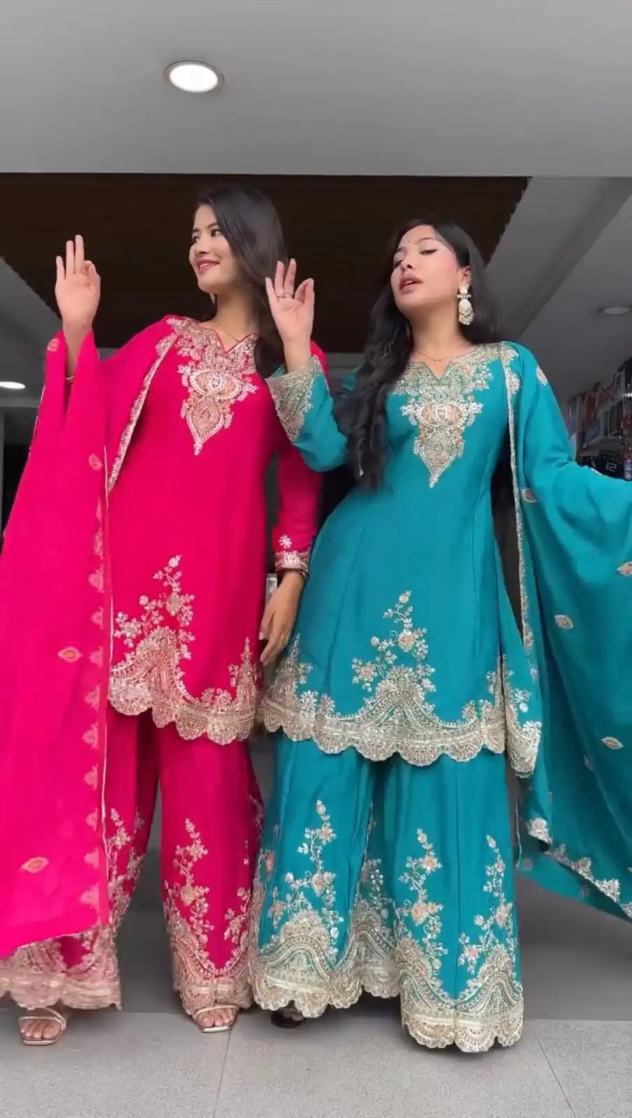 Blue Faux Georgette Thread Work Salwar Suit - Image 2