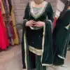 Green Velvet Mirror Embroidery Work Salwar Suit