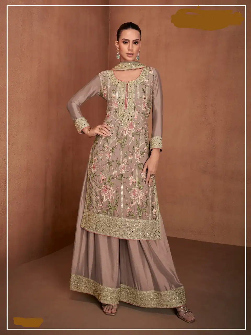 Onion Chinon Embroidery Work Salwar Suit