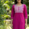 Pink Rayon Thread Work Kurti