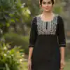 Black Rayon Thread Work Kurti