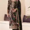 Black Vichitra Digital Print Embroidery Work Salwar Suit