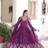 Purple Vichitra Silk Sequins Work Gown