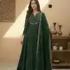 Green Vichitra Silk Sequence Work Gown