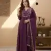 Wine Vichitra Silk Sequence Work Gown