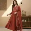 Rust Vichitra Silk Sequence Work Gown