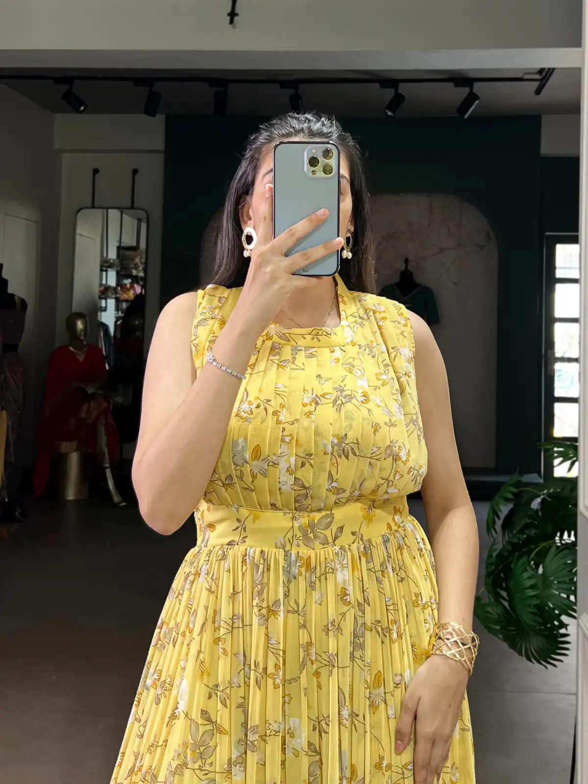 Yellow Weightless Marbal Floral Print Gown - Image 3
