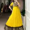 Yellow Mass Mello Zari Work Gown