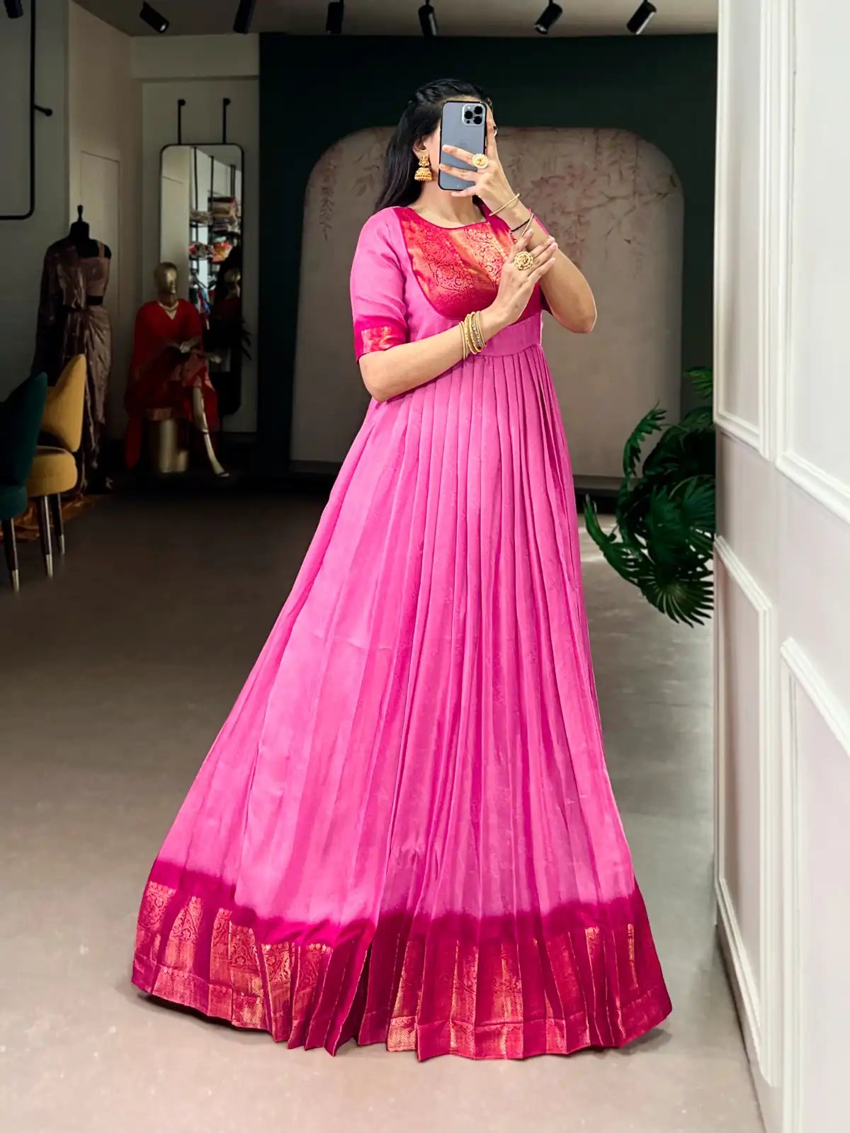 Pink Mass Mello Zari Work Gown - Image 2