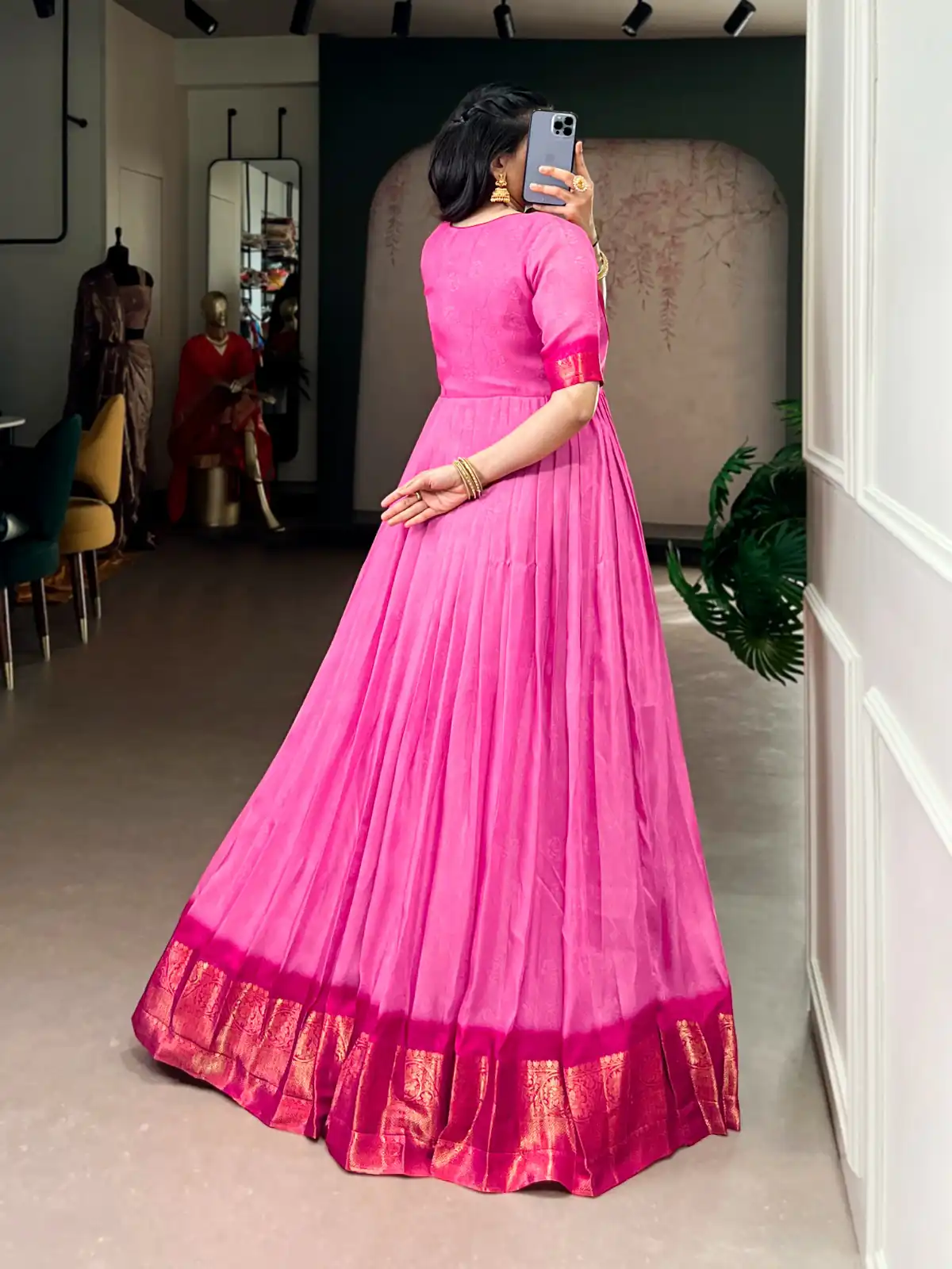 Pink Mass Mello Zari Work Gown - Image 3