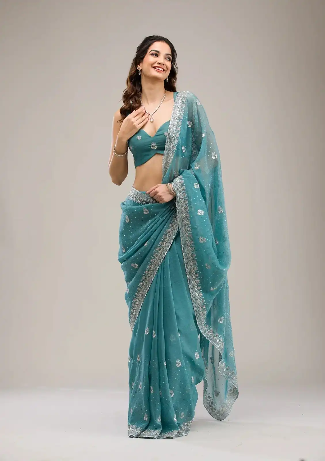 BT 439 Blue Crunchy Ciffon Saree Perfect for Wedding, Party, Bridal Wear, Raksha Bandhan, Festival Celebrations – . Special Price ₹1899. Delivery 4-6 | Sarees, Bollywood Sarees, Creative Sarees, Designer Sarees, Embroidered Sarees, Ethnic Saree, Modern Digital sarees, Party Wear Sarees