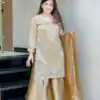 Brown Jimmy Choo Embroidery Lace Work Salwar Suit