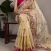 Gold Zari Kota Tissue Embroidery Zari Work Saree