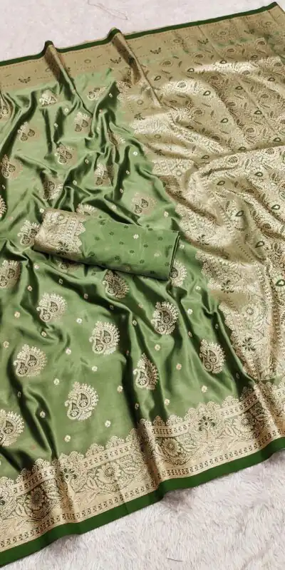 MB 9 Green Color Satin Silk Saree with Lace Work & Zari Work. Exclusive Offer ₹2149. Delivery 4-6 Working Days. Shop now. | Sarees, Bollywood Sarees, Creative Sarees, Designer Sarees, Embroidered Sarees, Ethnic Saree, Modern Digital sarees, Party Wear Sarees