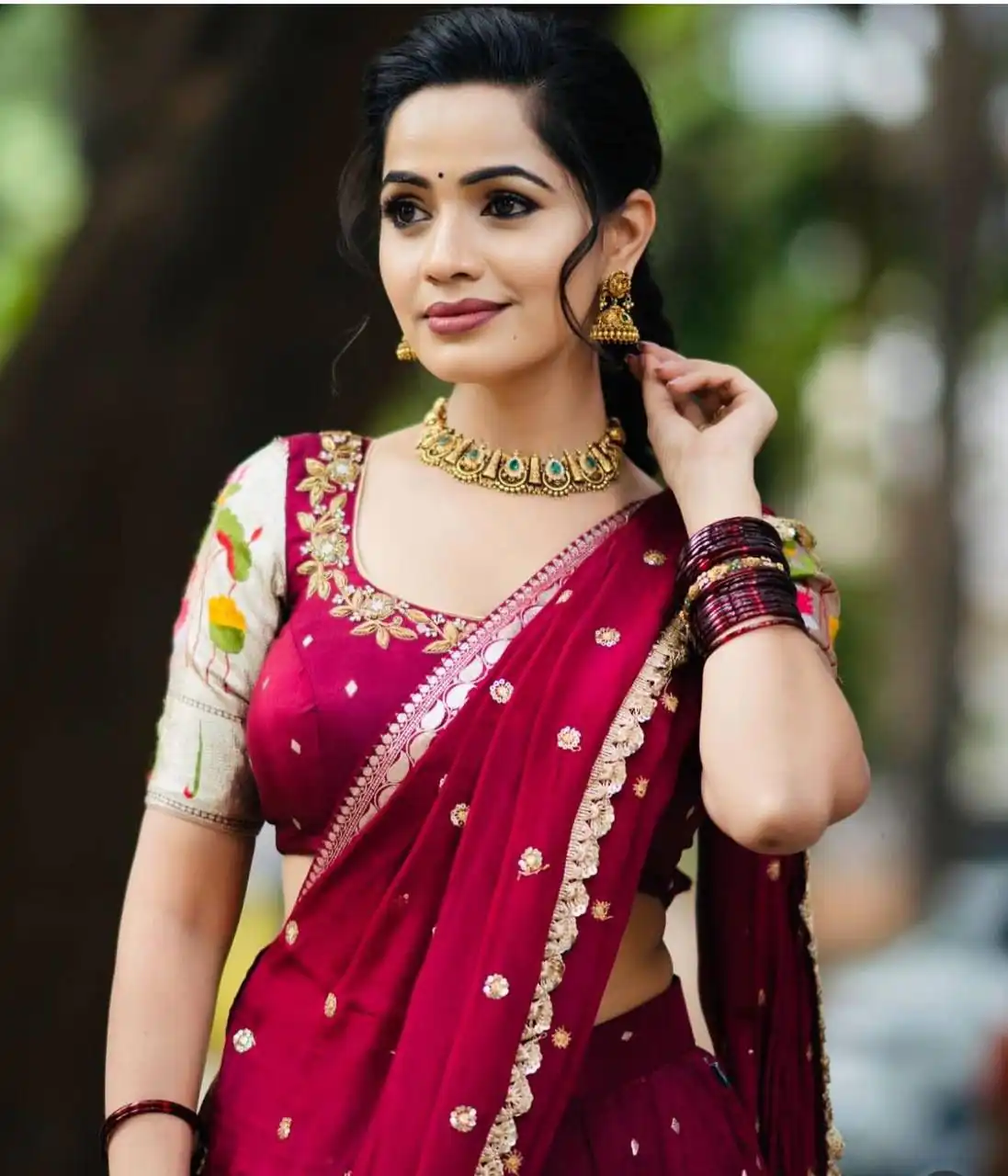 Red Georgette Sequence Work Lehenga Choli - Image 2