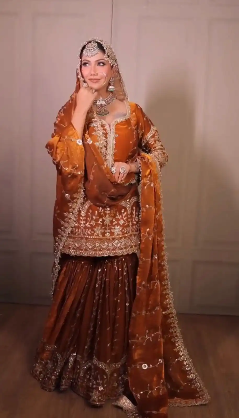 Rust Fendy Silk Embroidery Work Salwar Suit - Image 5